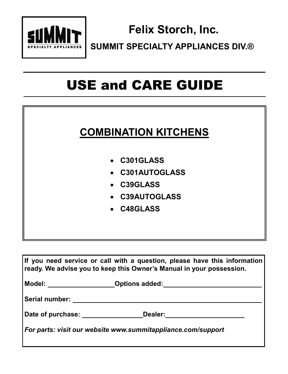 Summit C48GLASS User Manual | 16 pages
