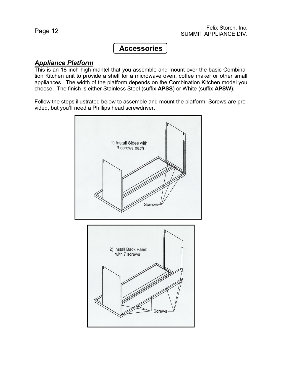 Accessories | Summit C48GLASS User Manual | Page 12 / 16