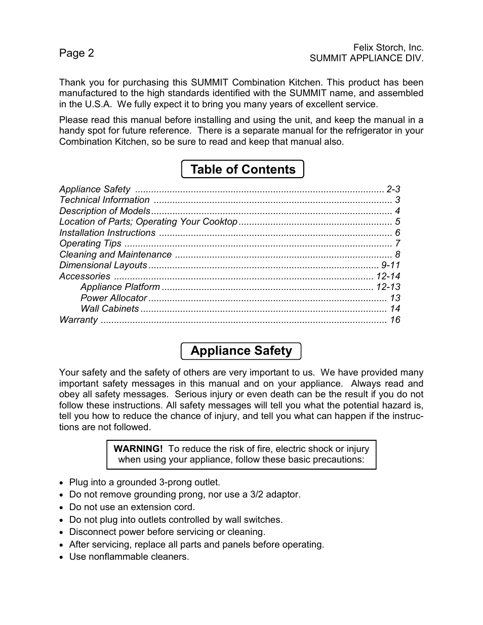 Summit C48GLASS User Manual | Page 2 / 16