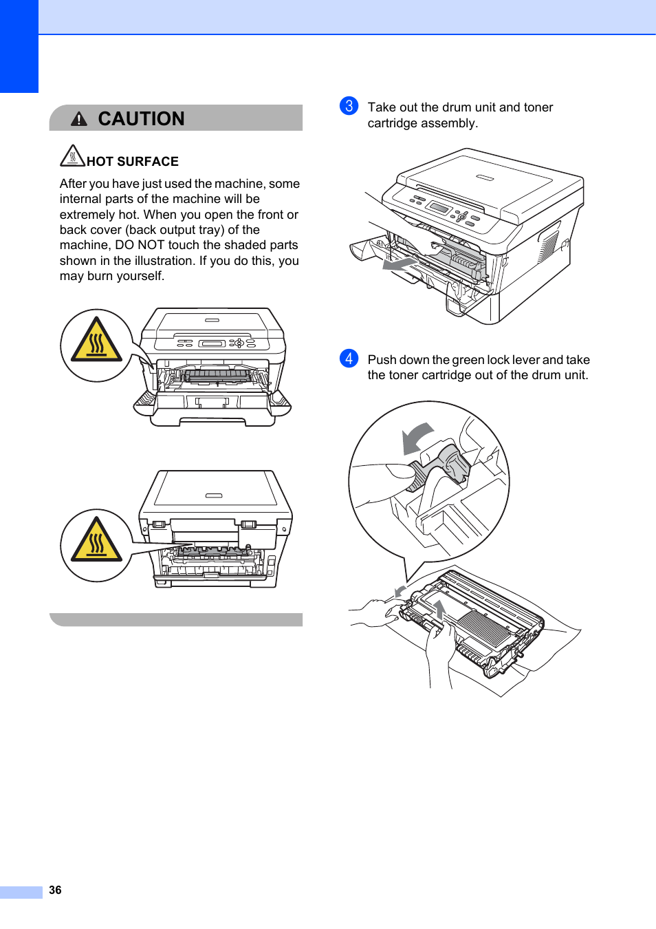 Caution | Brother DCP-7055 User Manual | Page 42 / 100