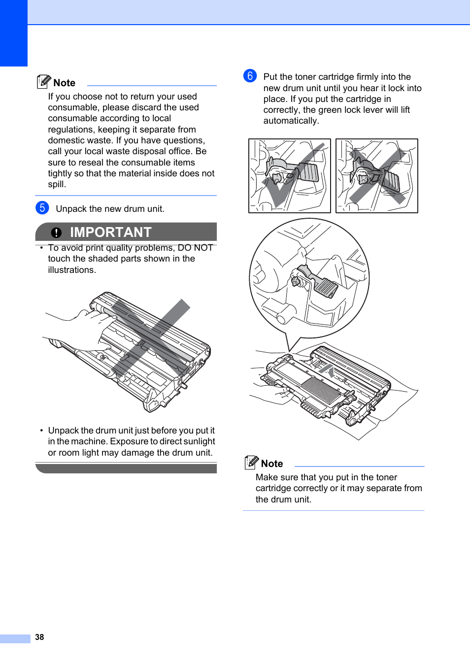 Important | Brother DCP-7055 User Manual | Page 44 / 100