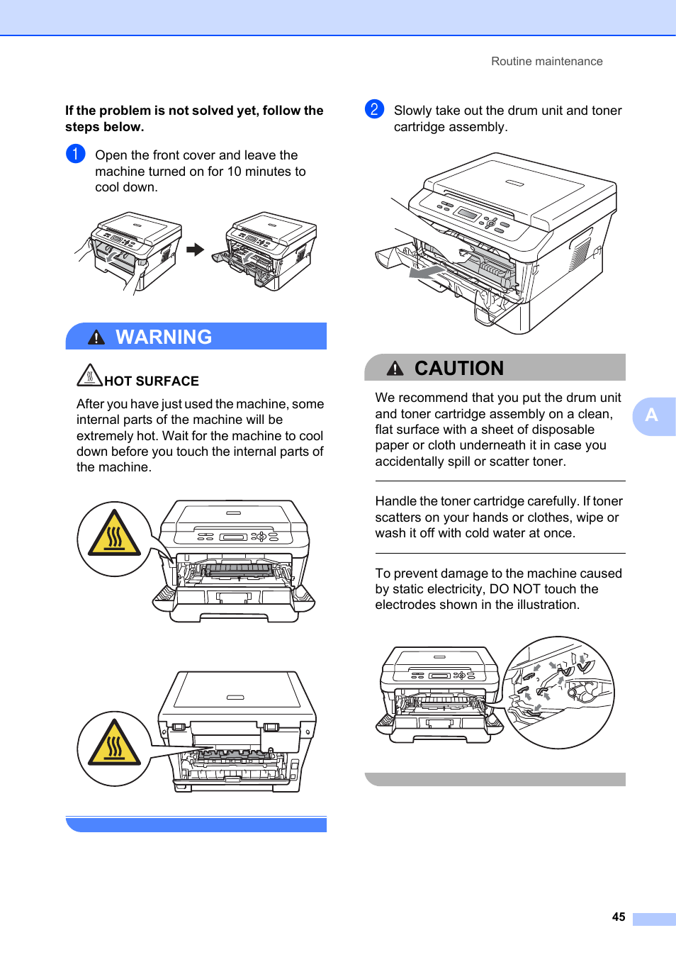 Warning, Caution | Brother DCP-7055 User Manual | Page 51 / 100