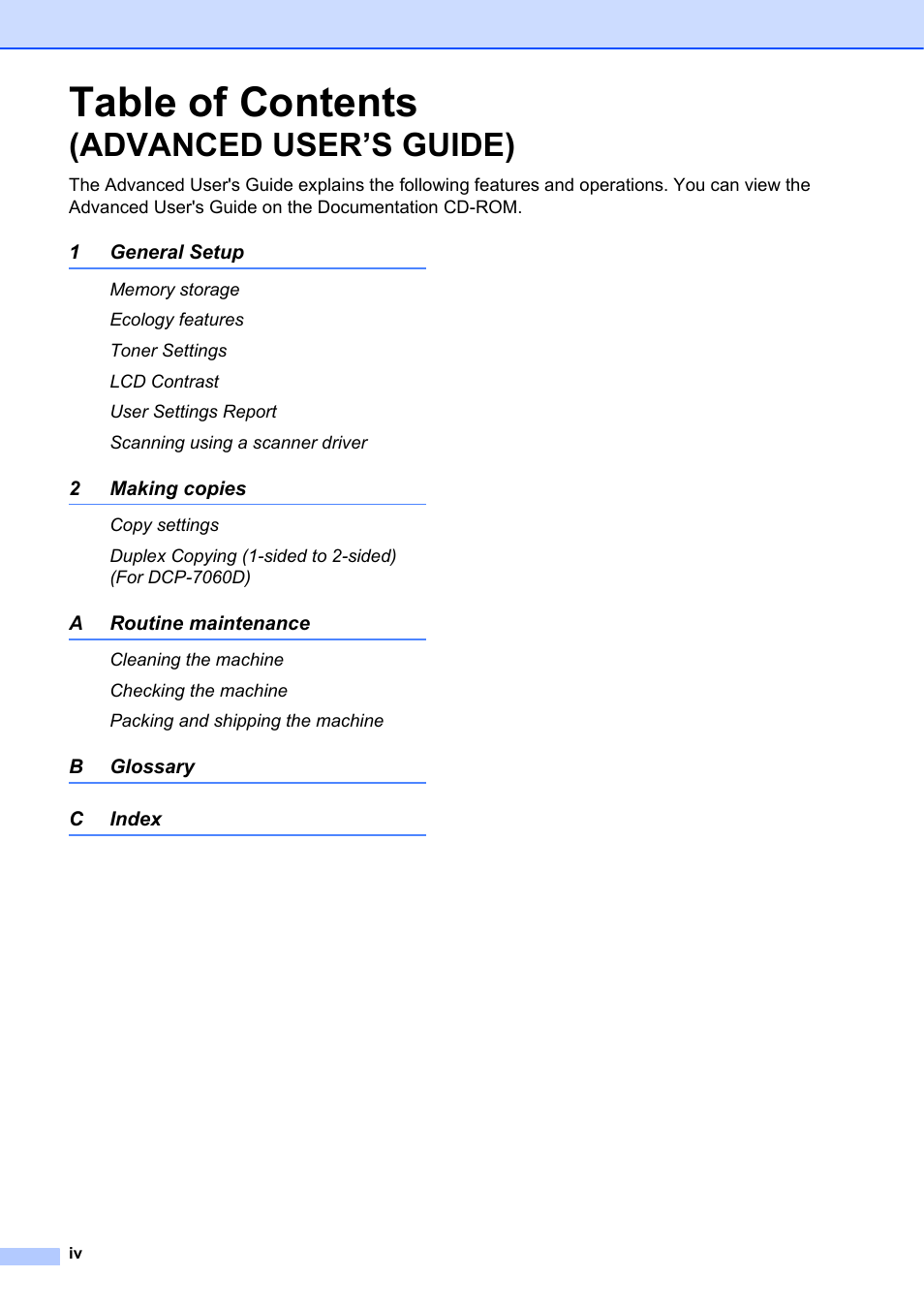 Brother DCP-7055 User Manual | Page 6 / 100