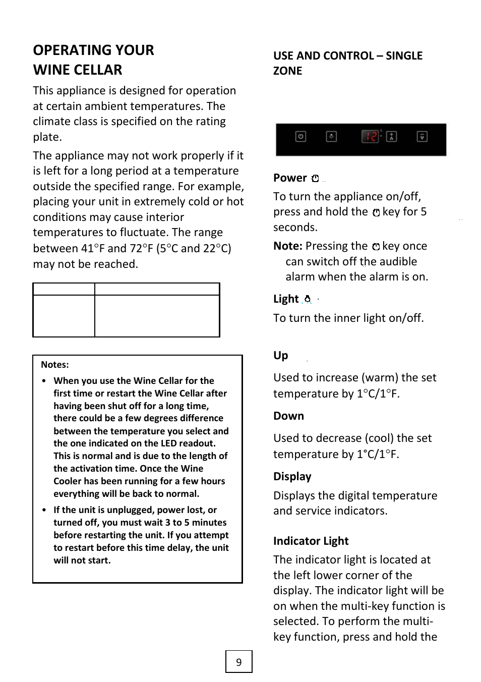 Operating your wine cellar | Summit VC60D User Manual | Page 10 / 24