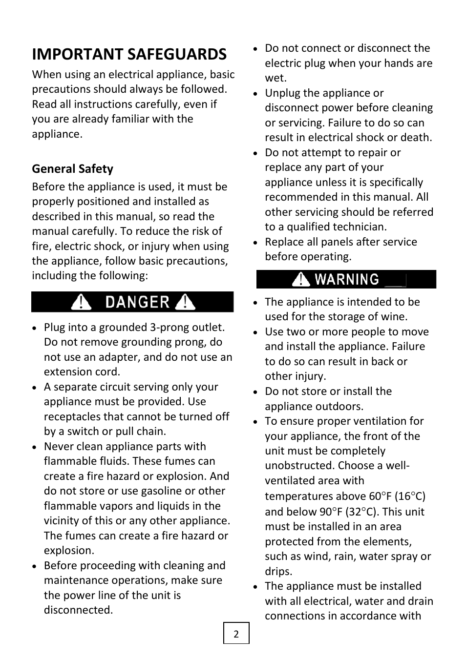 Important safeguards | Summit VC60D User Manual | Page 3 / 24