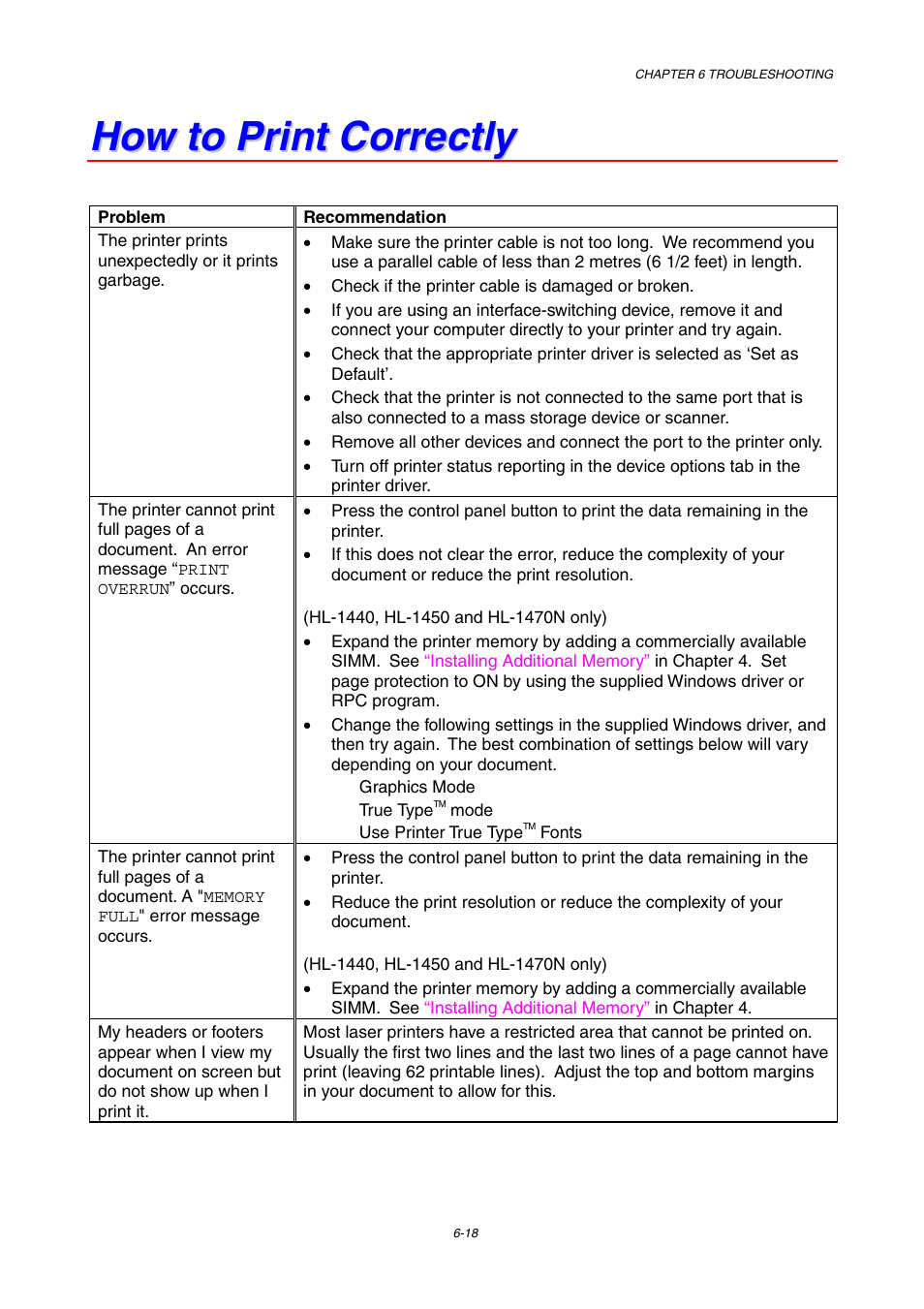 How to print correctly | Brother HL-1230 EN User Manual | Page 104 / 116