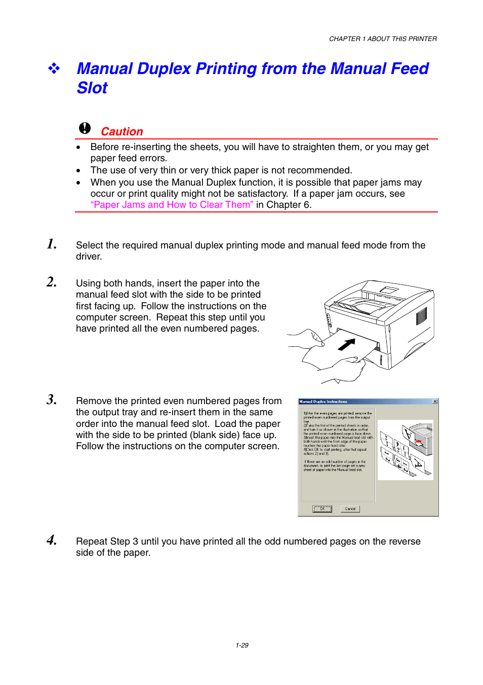 Manual duplex printing from the manual feed slot | Brother HL-1230 EN User Manual | Page 38 / 116