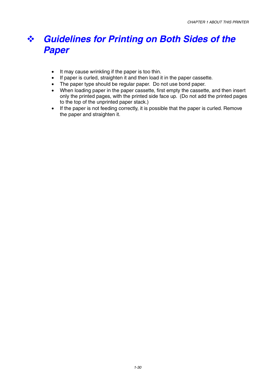 Guidelines for printing on both sides of the paper | Brother HL-1230 EN User Manual | Page 39 / 116