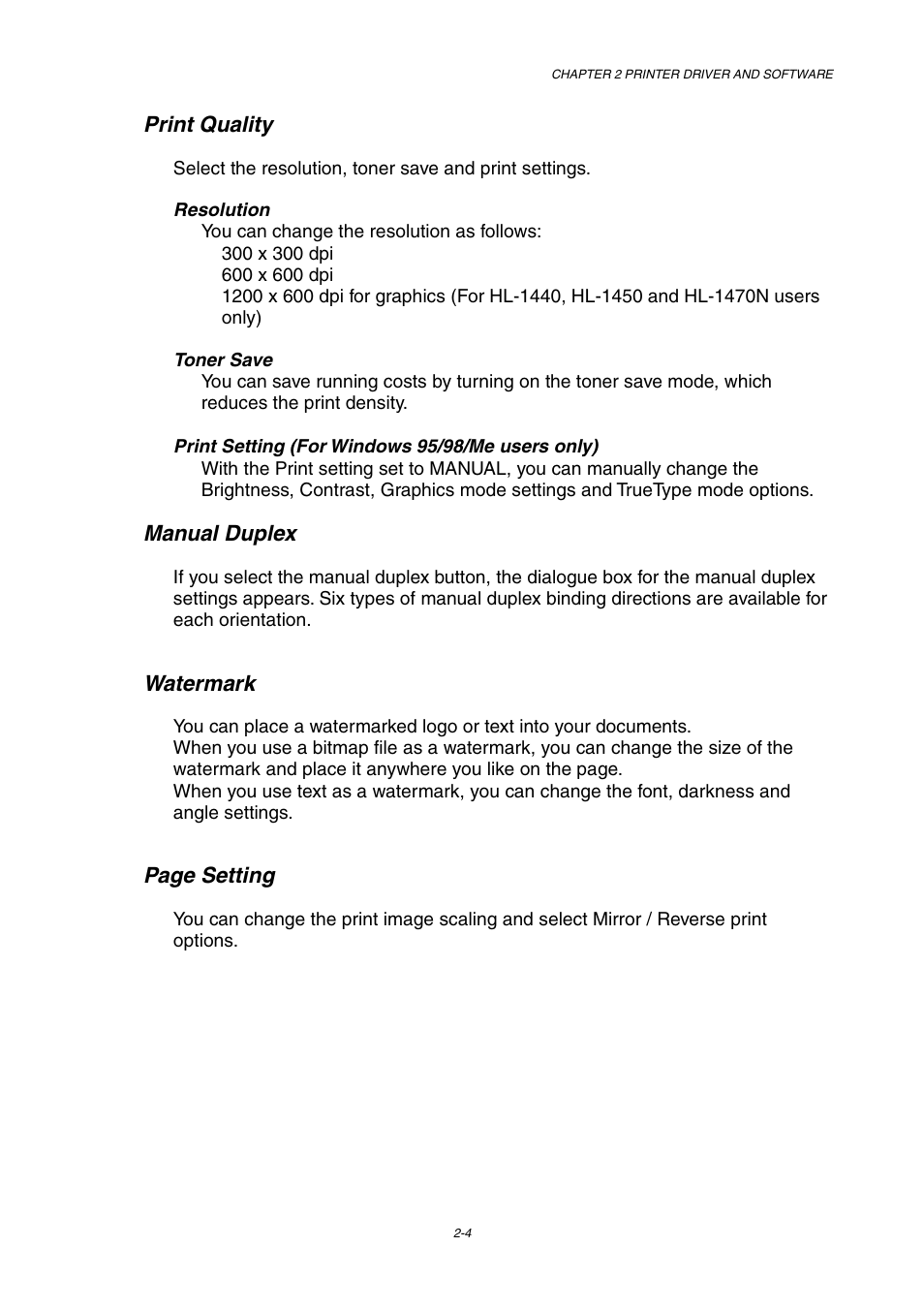 Brother HL-1230 EN User Manual | Page 43 / 116