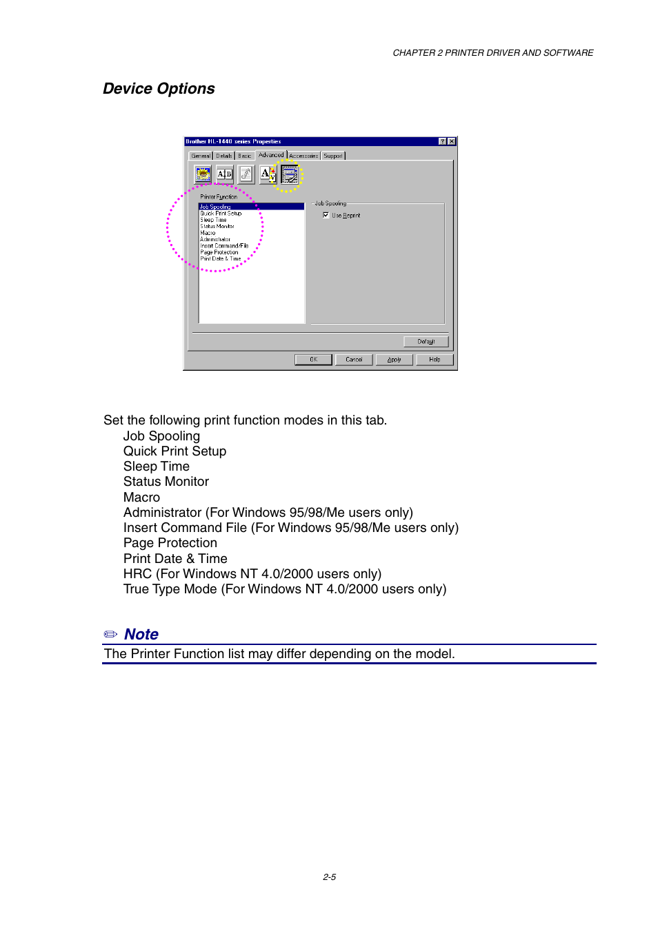 Device options | Brother HL-1230 EN User Manual | Page 44 / 116