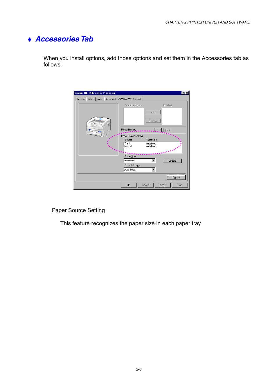Accessories tab | Brother HL-1230 EN User Manual | Page 45 / 116