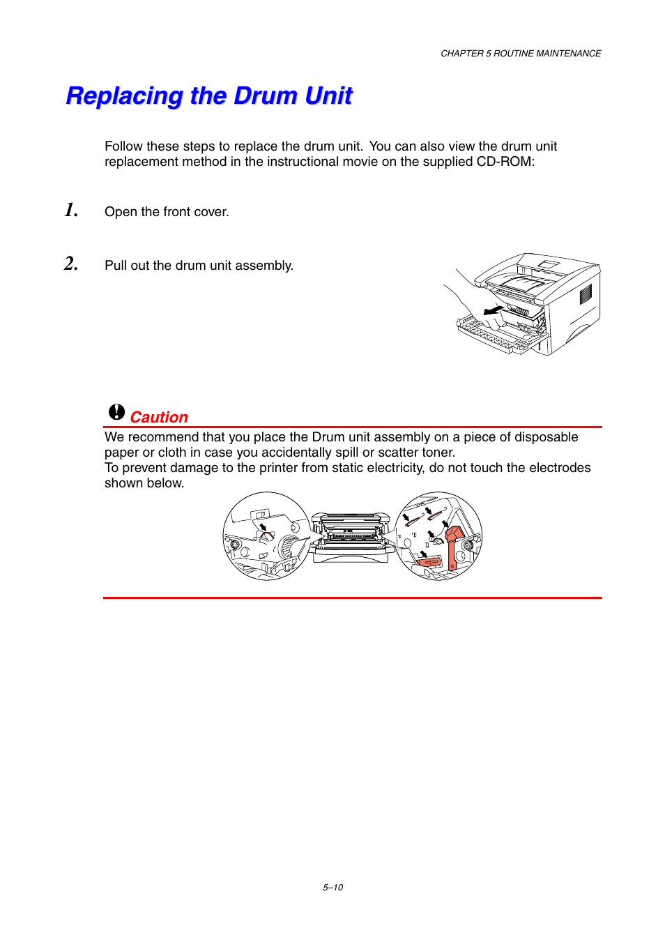 Replacing the drum unit | Brother HL-1230 EN User Manual | Page 82 / 116
