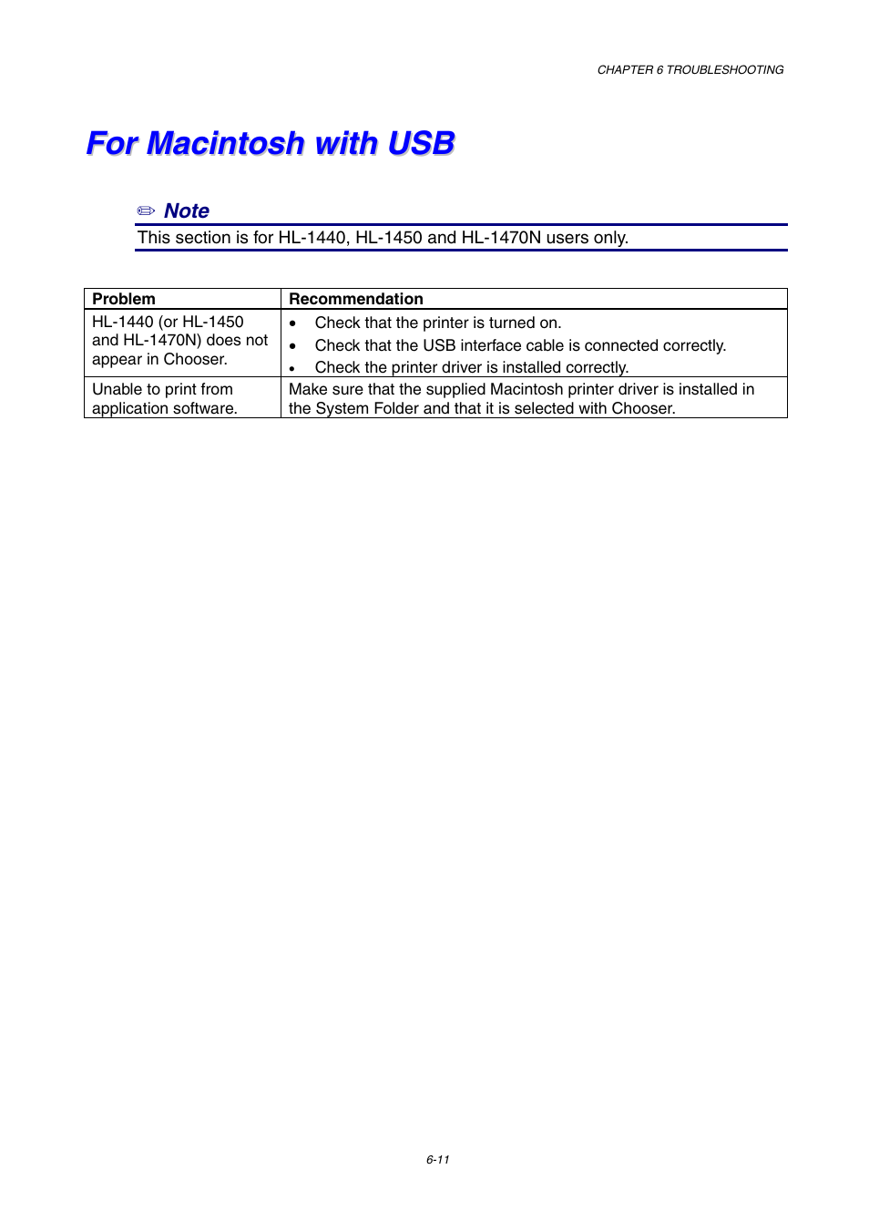 For macintosh with usb | Brother HL-1230 EN User Manual | Page 97 / 116