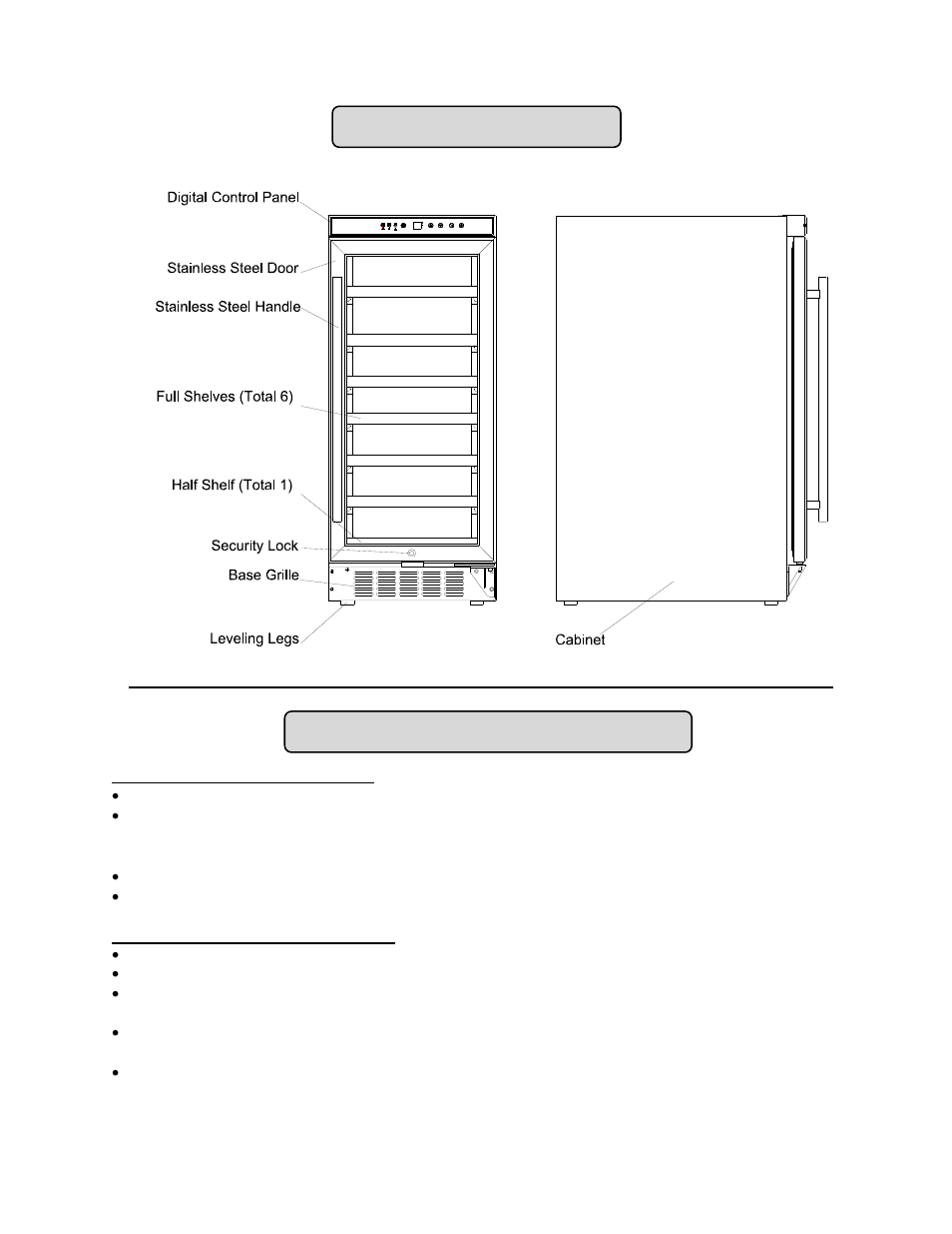 Location of parts, Installation instructions | Summit SWC1535 User Manual | Page 5 / 12