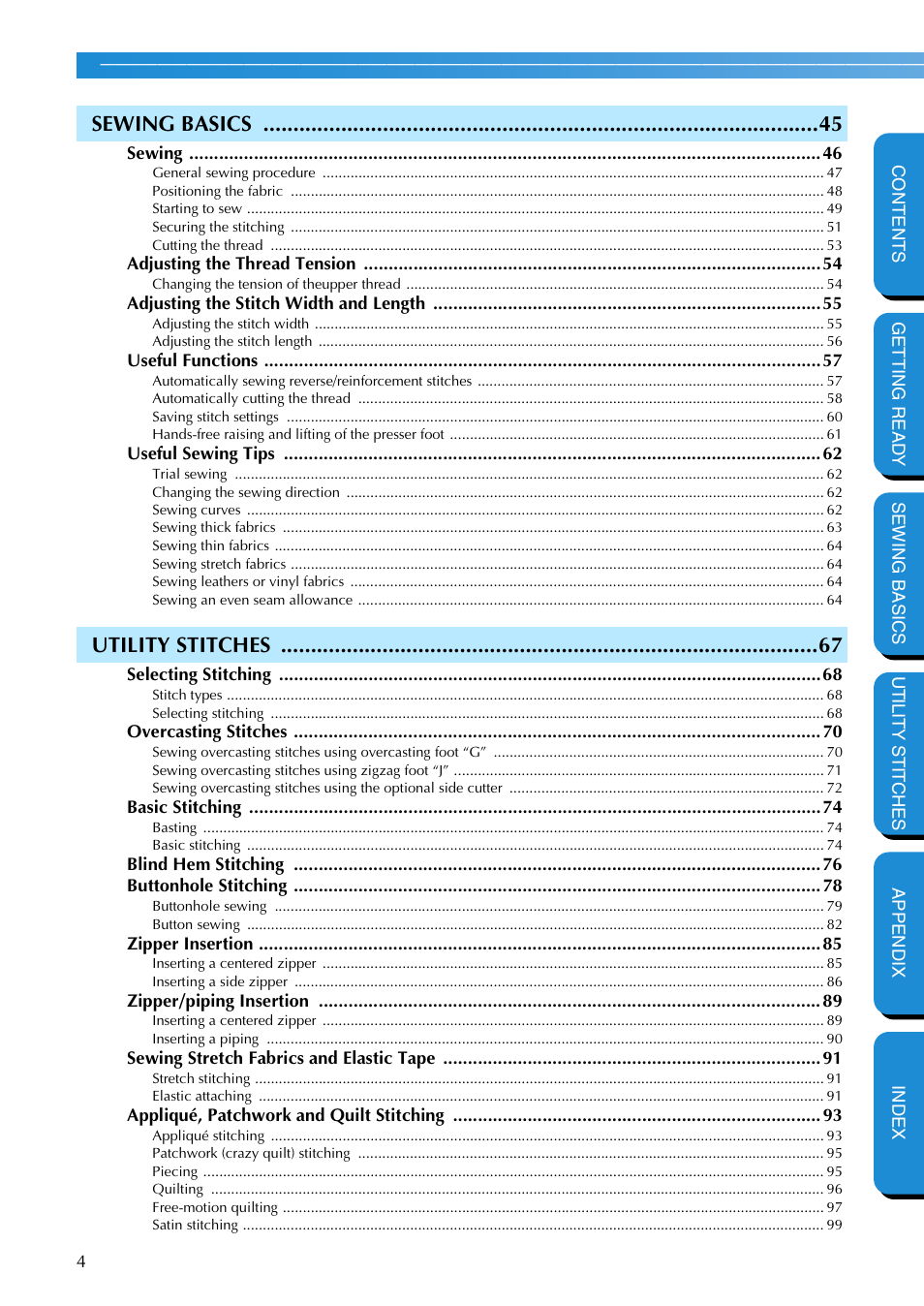 Sewing basics, Utility stitches | Brother PC-420 User Manual | Page 10 / 153