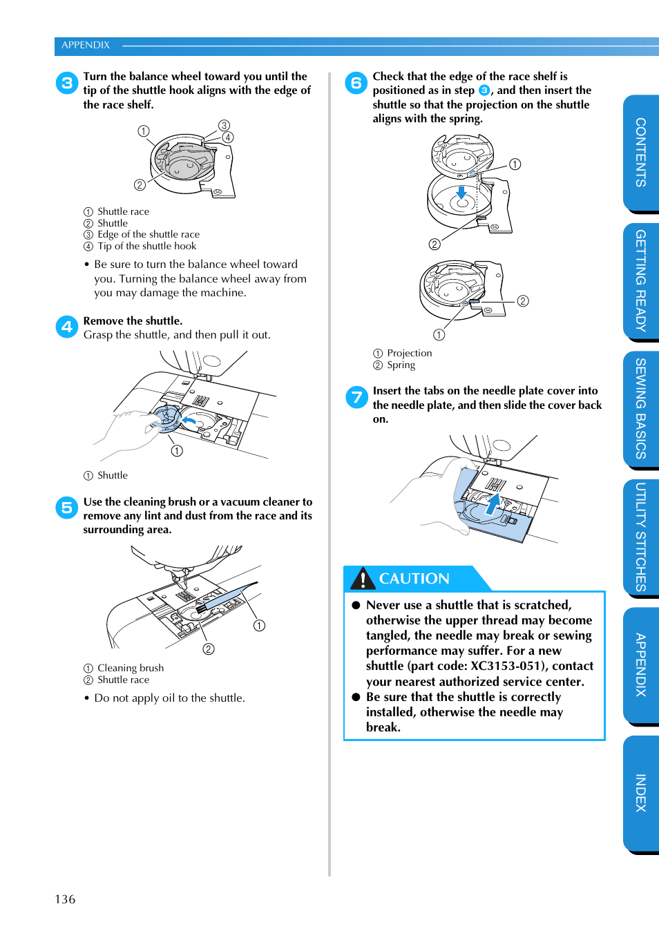 Caution | Brother PC-420 User Manual | Page 142 / 153