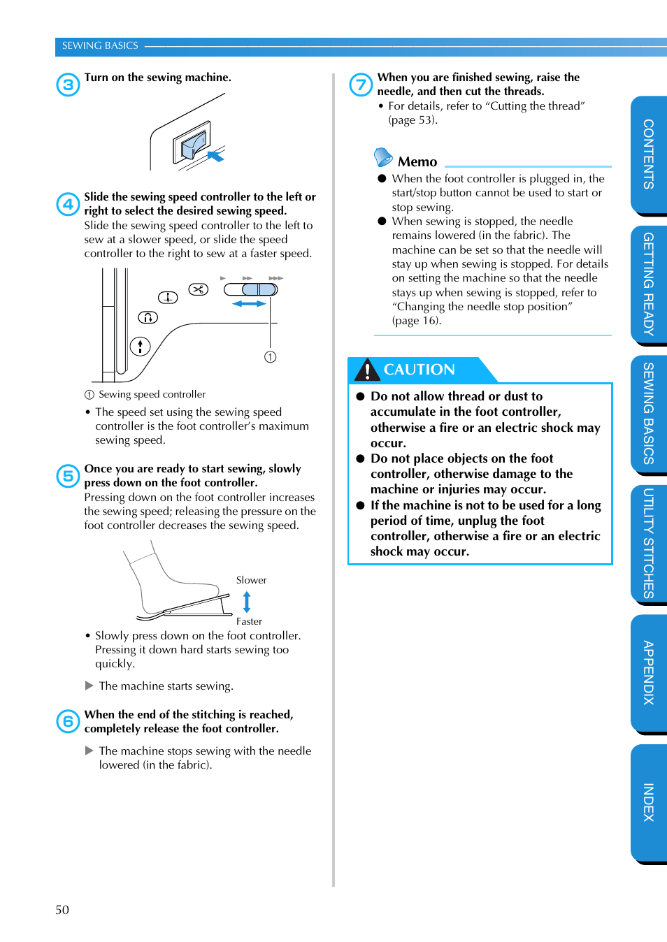 Caution | Brother PC-420 User Manual | Page 56 / 153