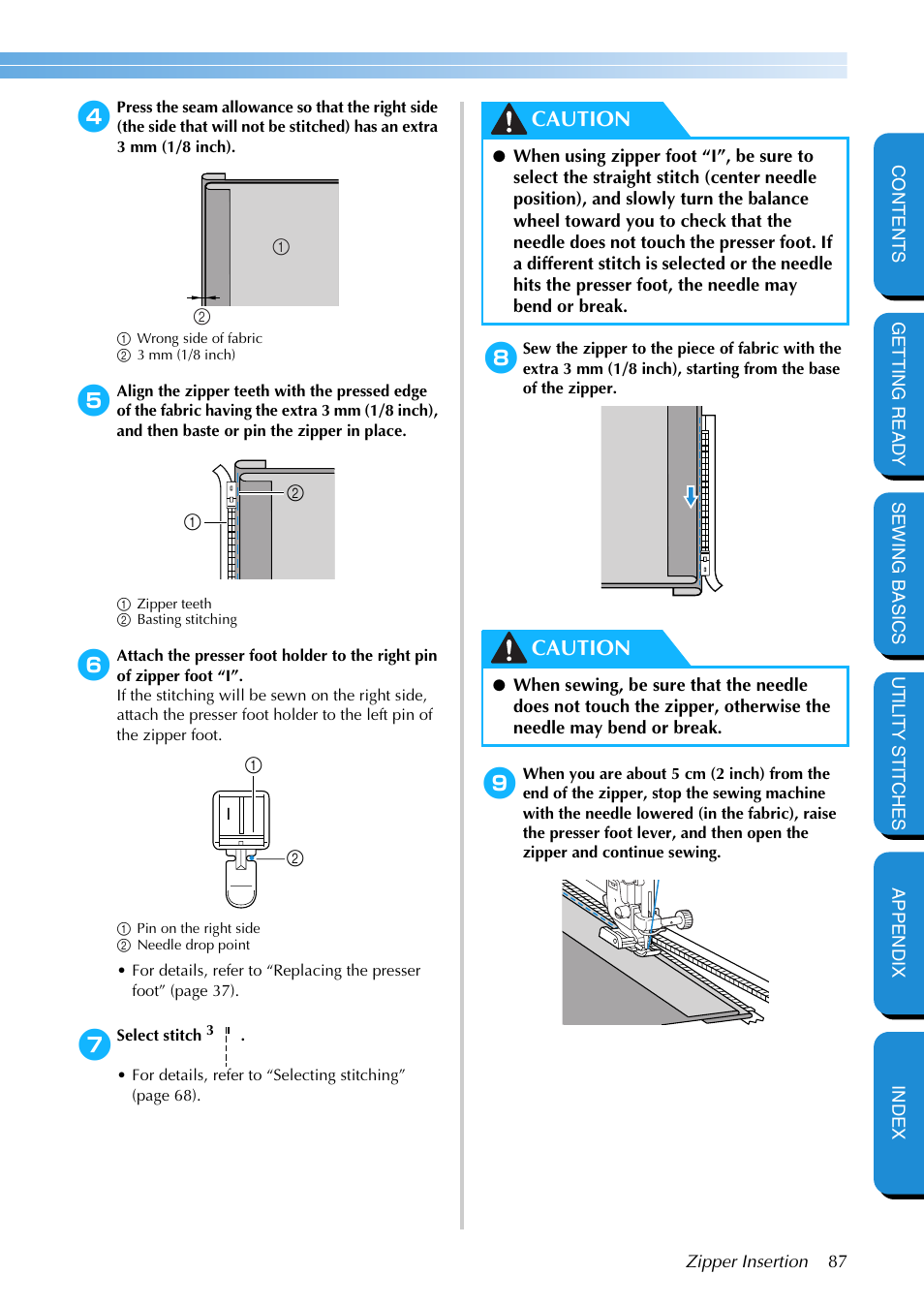 Caution | Brother PC-420 User Manual | Page 93 / 153