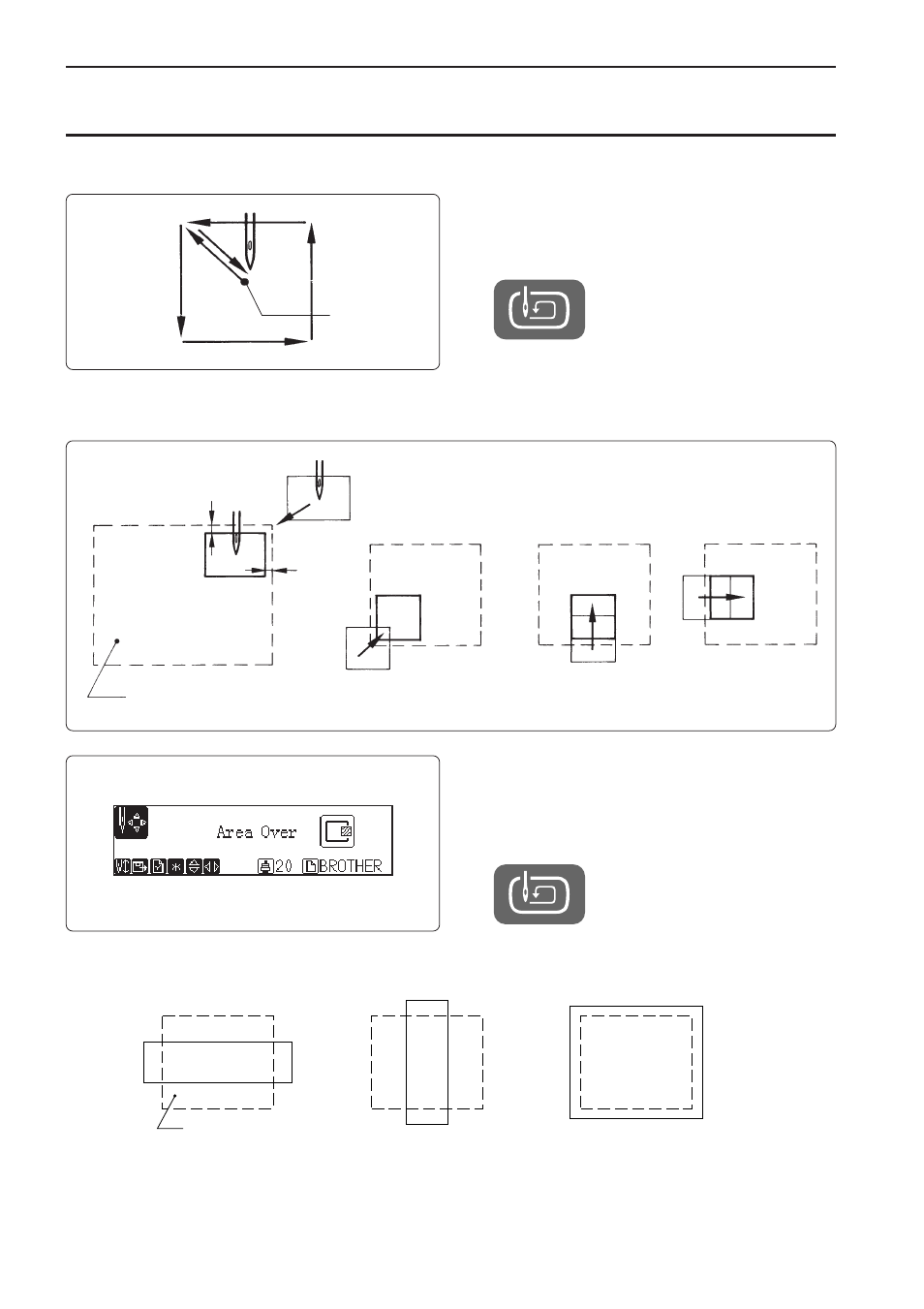 Area check, 1 external tracing, 2 automatic hoop movement in area | Brother BES-1261BC User Manual | Page 126 / 164