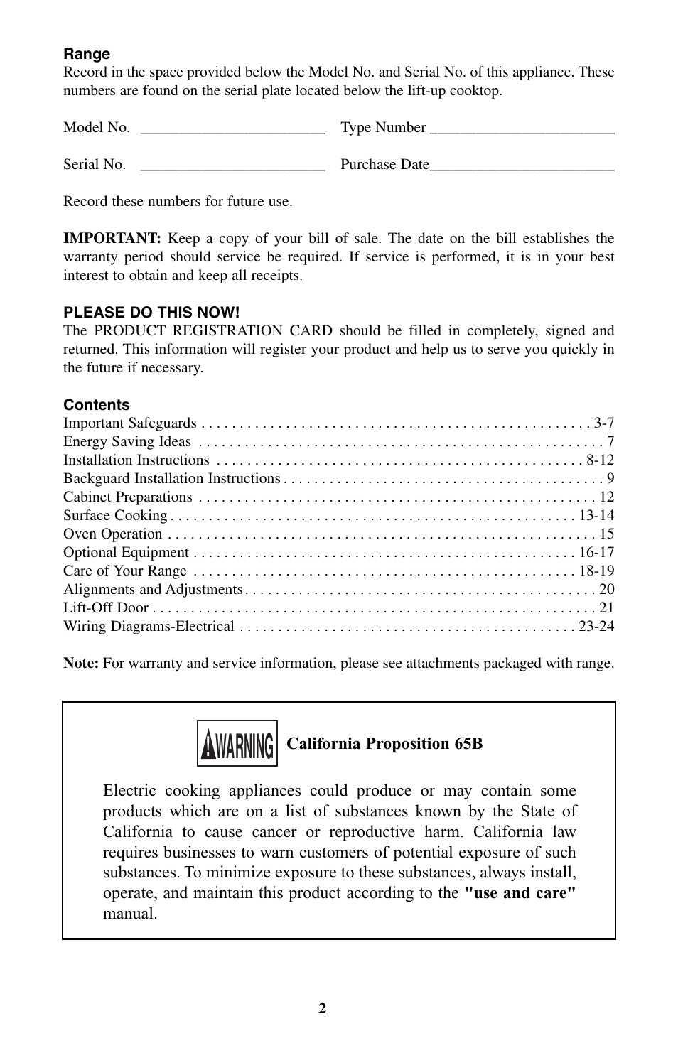 Warning | Summit WEM130DK User Manual | Page 2 / 24