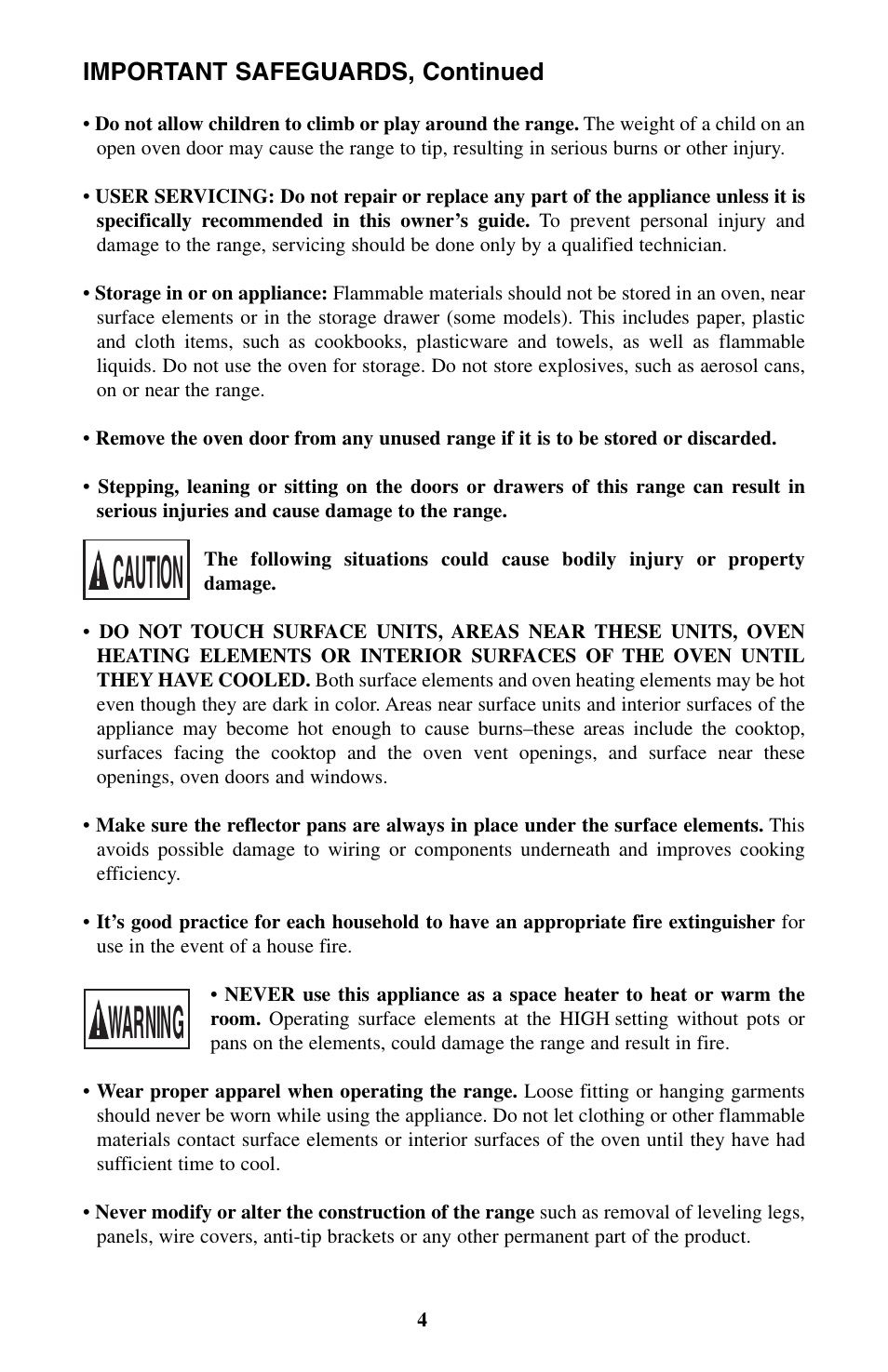 Caution, Warning | Summit WEM130DK User Manual | Page 4 / 24