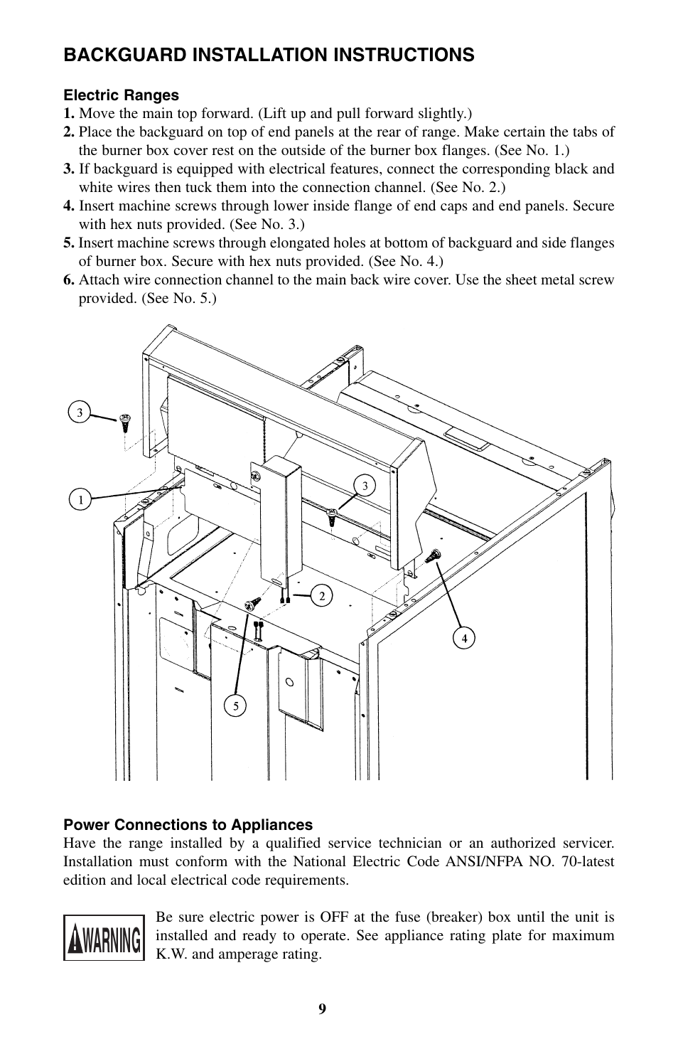 Warning | Summit WEM130DK User Manual | Page 9 / 24