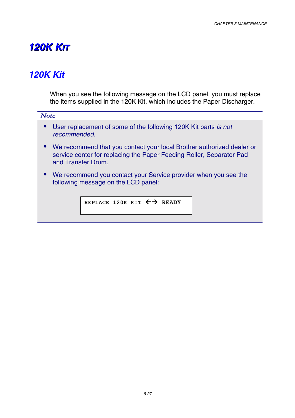 120k kit | Brother HL-3450CN User Manual | Page 143 / 227