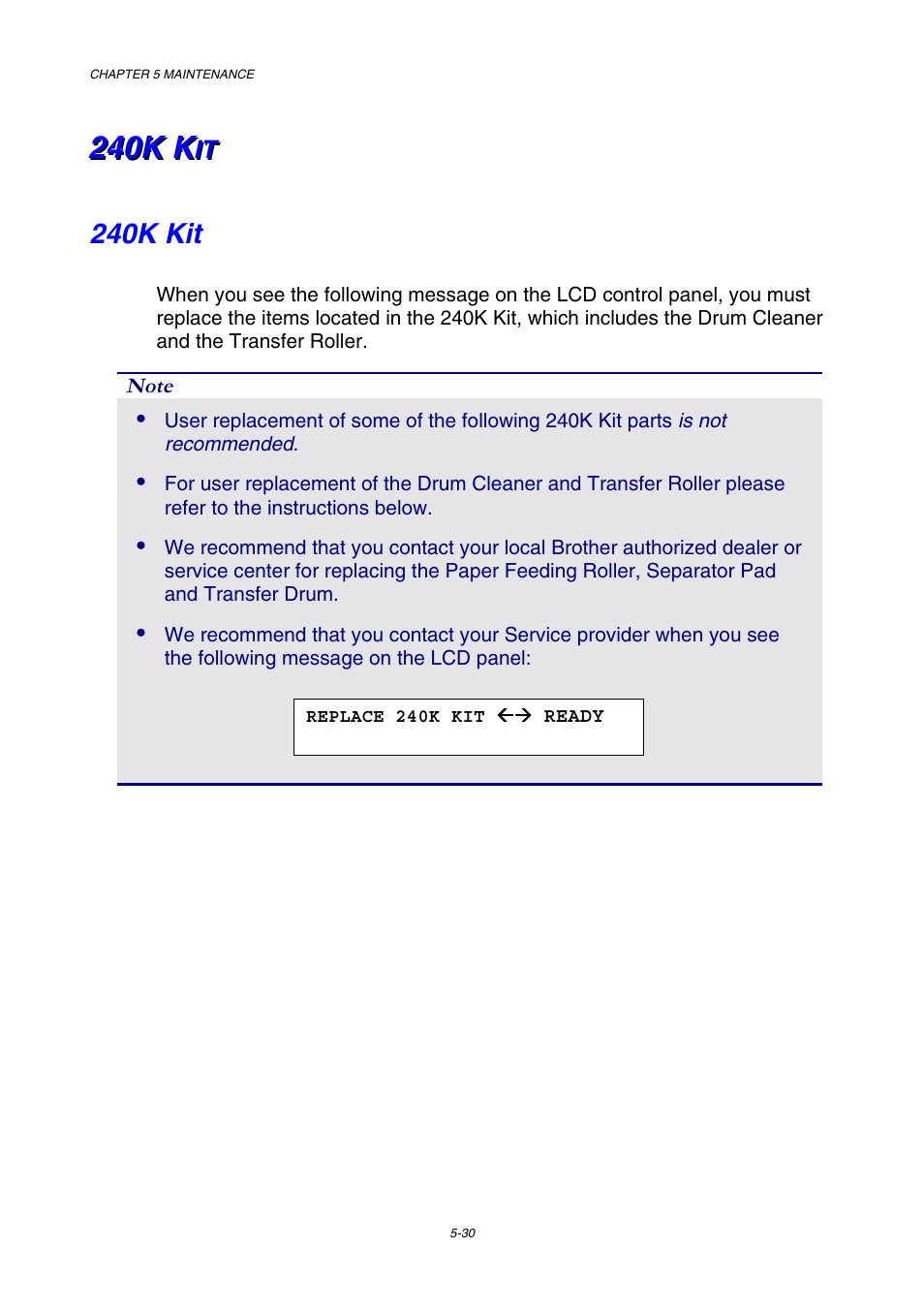 240k kit | Brother HL-3450CN User Manual | Page 146 / 227