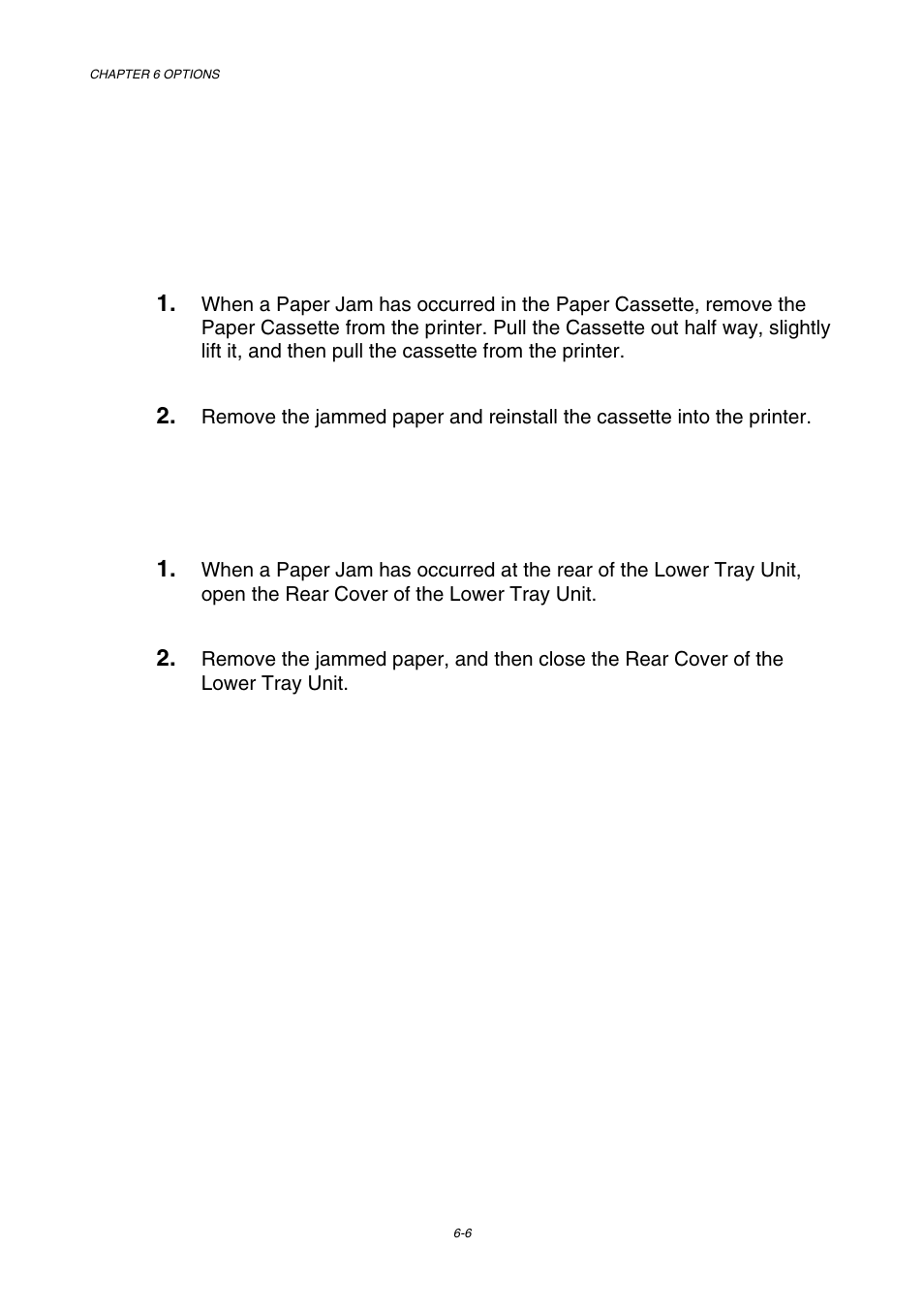 How to clear paper jams in the lower tray unit, Paper jam in the cassette, Paper jam at the rear of the lower tray unit | Brother HL-3450CN User Manual | Page 162 / 227