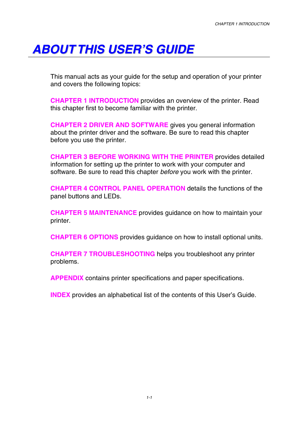 About this user’s guide | Brother HL-3450CN User Manual | Page 19 / 227