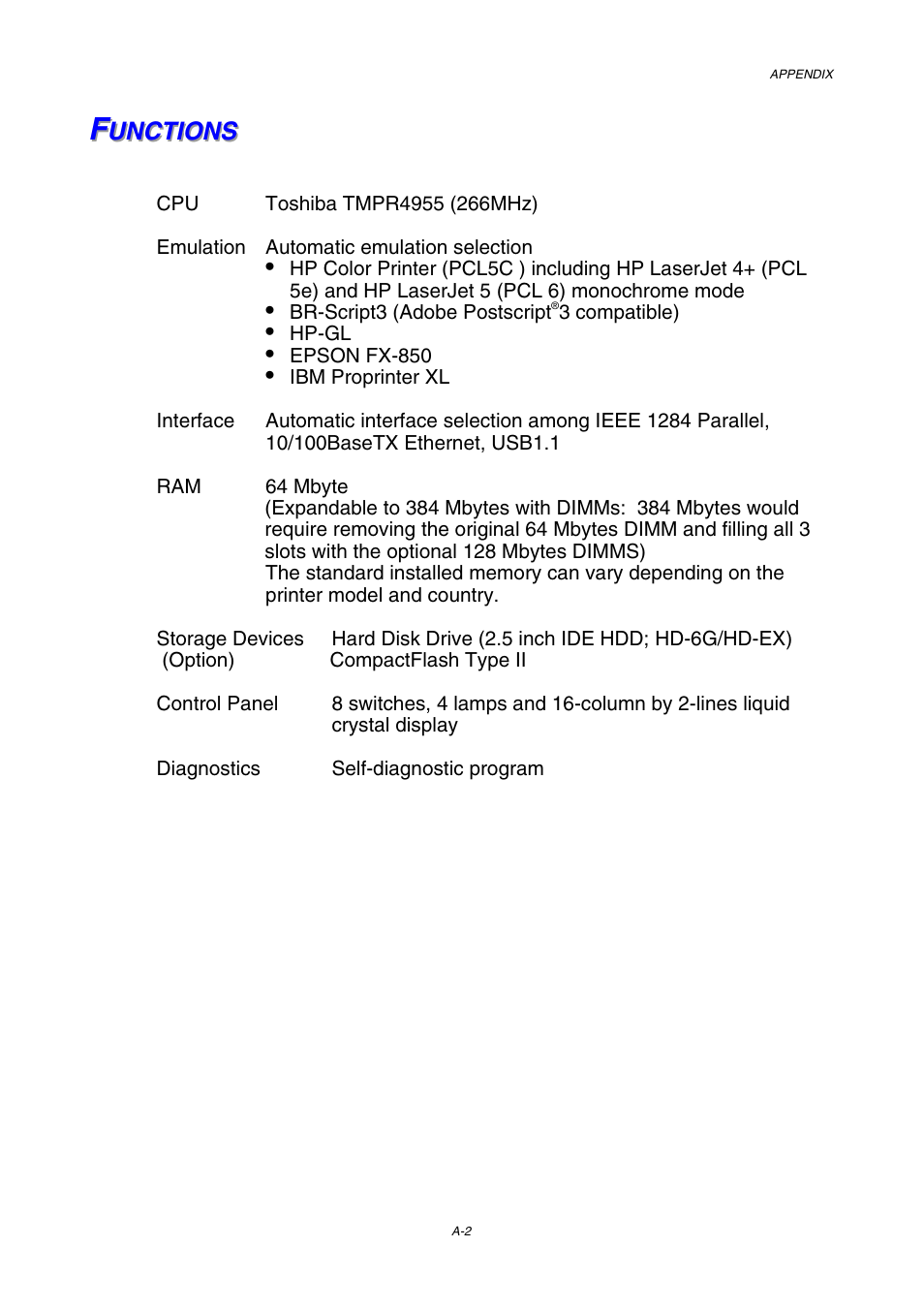 Functions | Brother HL-3450CN User Manual | Page 209 / 227