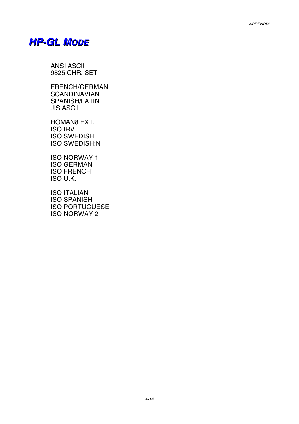 Hp-gl mode, A-14 | Brother HL-3450CN User Manual | Page 221 / 227