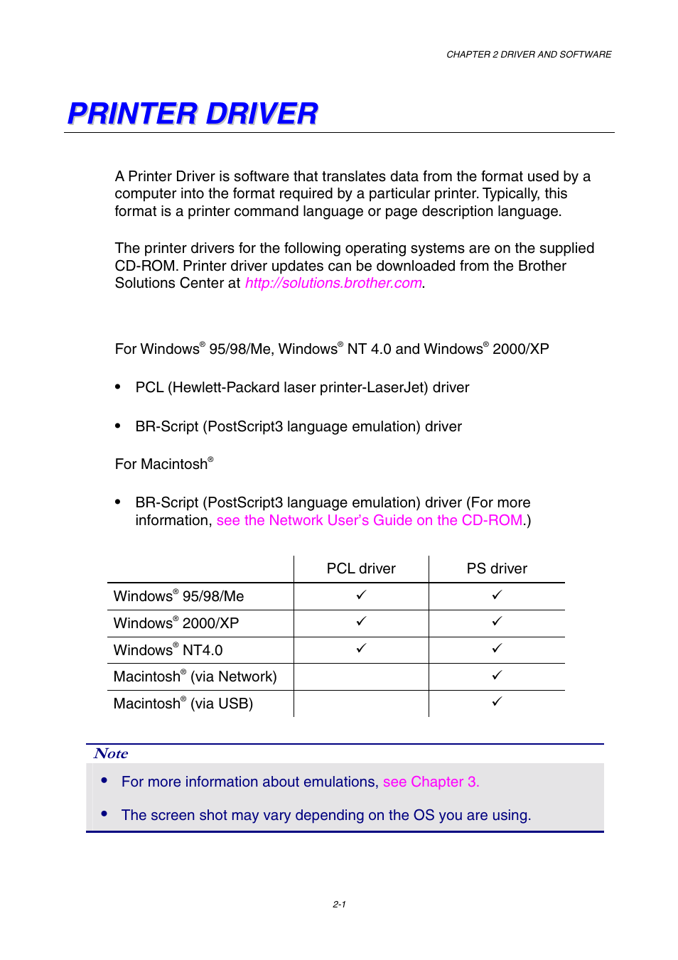 Printer driver | Brother HL-3450CN User Manual | Page 35 / 227