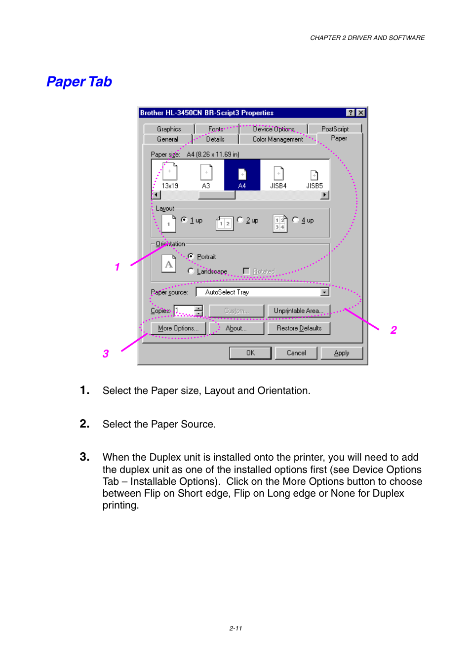 Paper tab | Brother HL-3450CN User Manual | Page 45 / 227