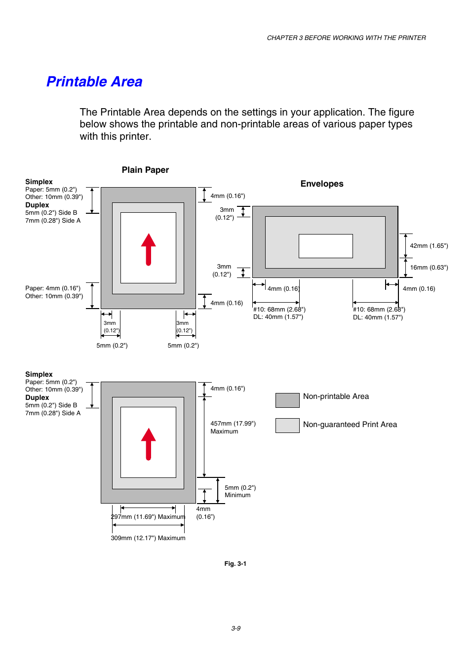 Printable area | Brother HL-3450CN User Manual | Page 65 / 227