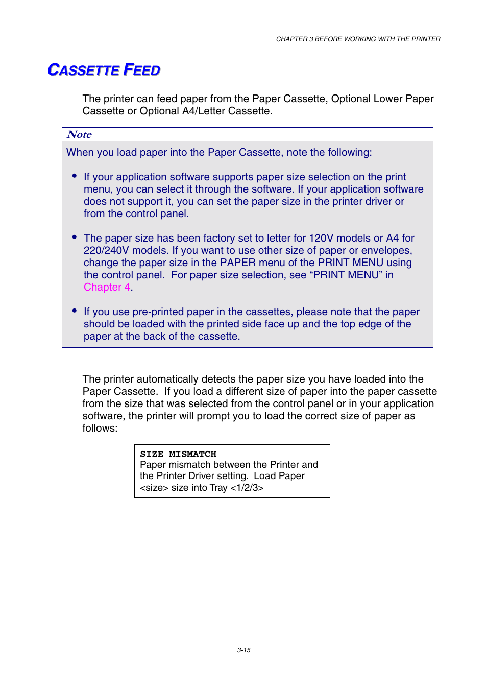 Cassette feed | Brother HL-3450CN User Manual | Page 71 / 227