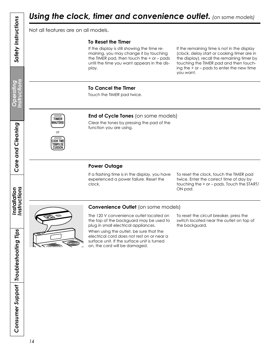 Using the clock, timer and convenience outlet | Summit REX242W User Manual | Page 14 / 48