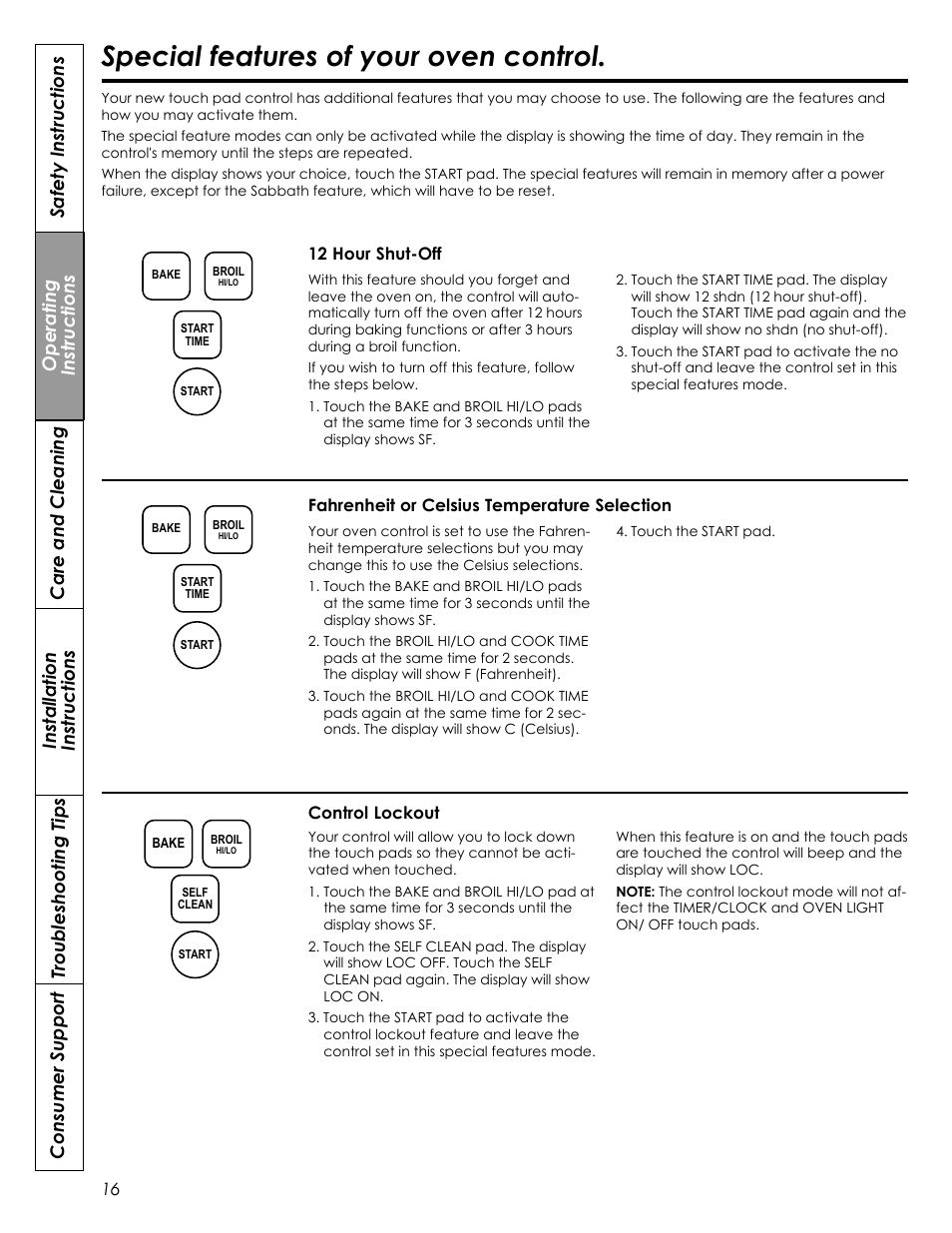 Special features of your oven control | Summit REX242W User Manual | Page 16 / 48