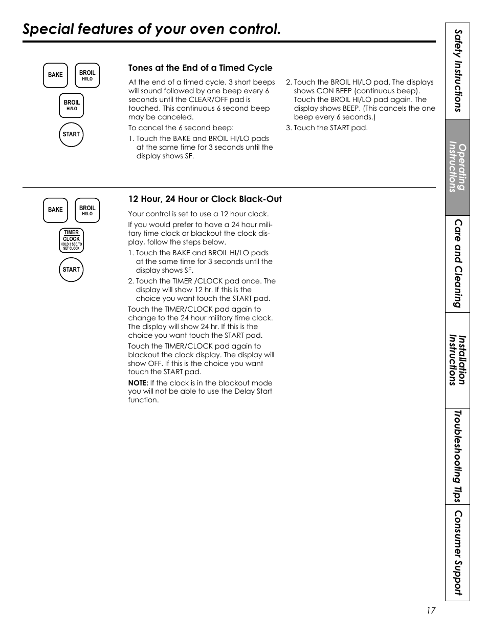 Special features of your oven control | Summit REX242W User Manual | Page 17 / 48