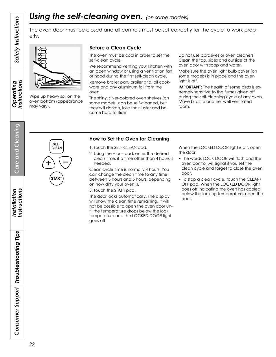 Using the self-cleaning oven | Summit REX242W User Manual | Page 22 / 48