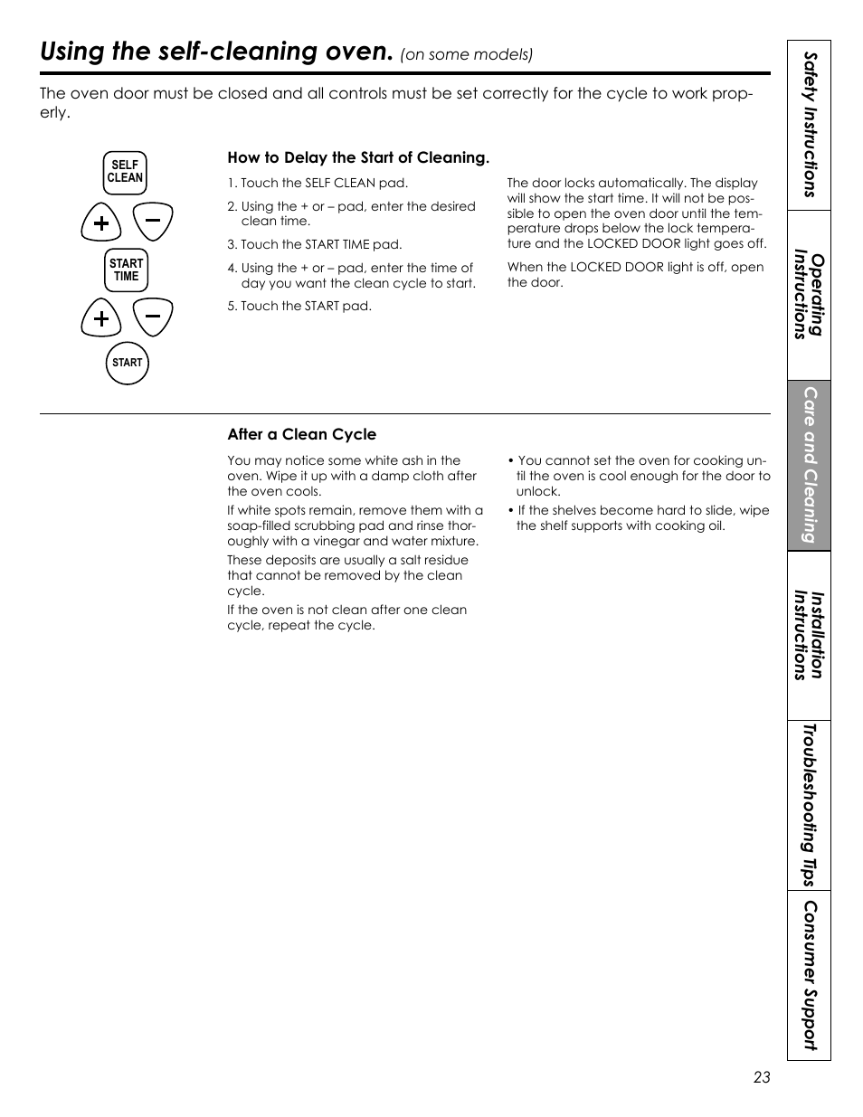 Using the self-cleaning oven | Summit REX242W User Manual | Page 23 / 48