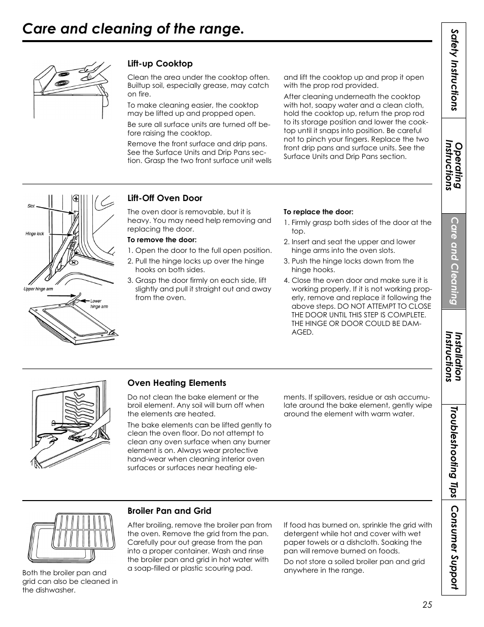 Care and cleaning of the range | Summit REX242W User Manual | Page 25 / 48