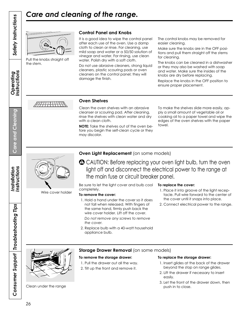 Care and cleaning of the range | Summit REX242W User Manual | Page 26 / 48