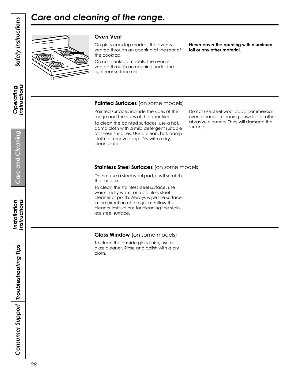 Care and cleaning of the range | Summit REX242W User Manual | Page 28 / 48