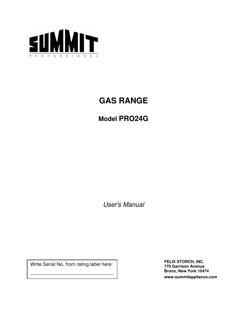 Summit PRO24G User Manual | 37 pages