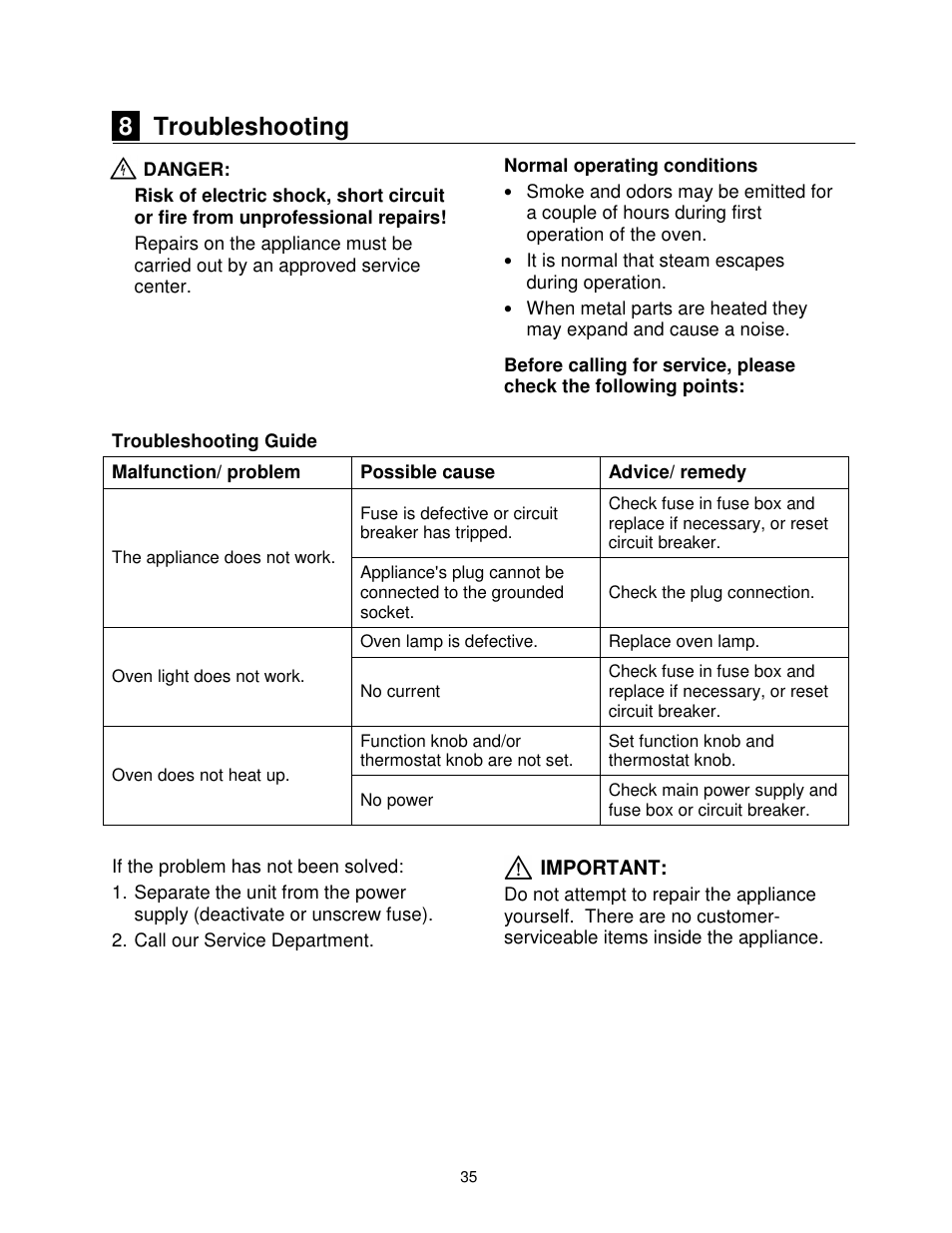 8 troubleshooting | Summit PRO24G User Manual | Page 36 / 37