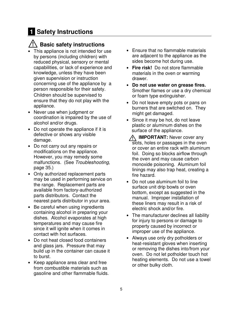 1 safety instructions | Summit PRO24G User Manual | Page 6 / 37