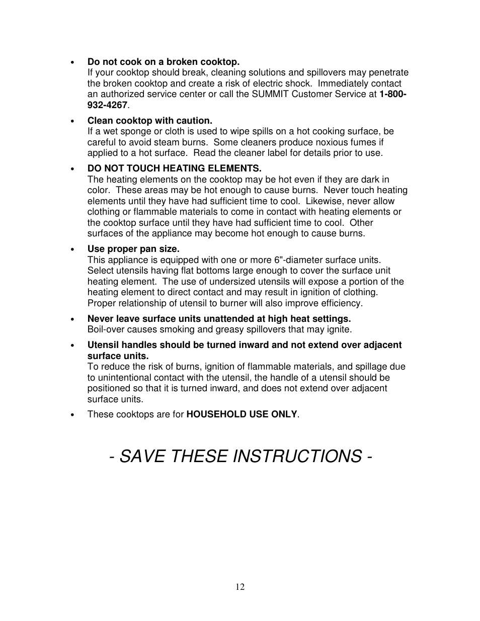 Save these instructions | Summit CR2110 User Manual | Page 13 / 16