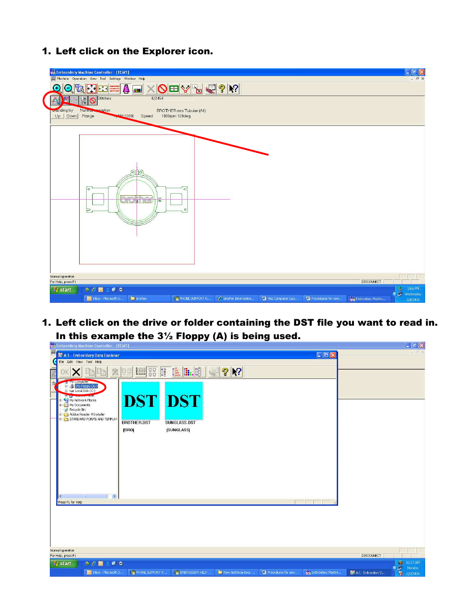 Loading a dst file | Brother BES-1260 User Manual | Page 3 / 14