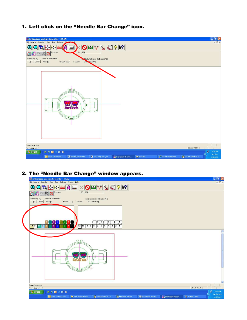 Setting color sequence | Brother BES-1260 User Manual | Page 9 / 14